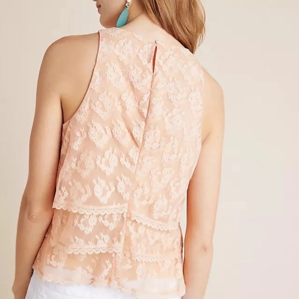 Anthropologie Tiered Boho Classic Lace Blouse Size Small Like New OOS - Picture 2 of 5